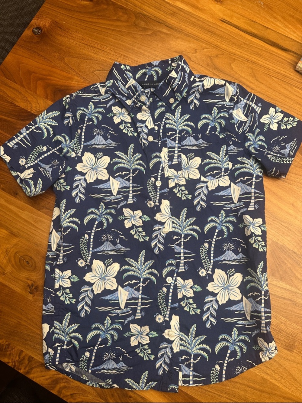 Janie and Jack Navy Tropical Floral Button-Down Shirt